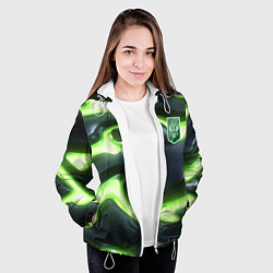 Куртка с капюшоном женская Зеленый неоновый камуфляж, цвет: 3D-белый — фото 2