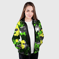 Куртка с капюшоном женская Камуфляж из брызг краски, цвет: 3D-черный — фото 2