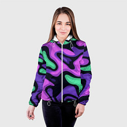 Куртка с капюшоном женская Разноцветный эмоциональный камуфлляж, цвет: 3D-белый — фото 2