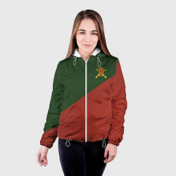 Куртка с капюшоном женская Мотострелковые войска: герб со щитом, цвет: 3D-белый — фото 2