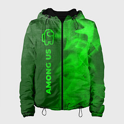 Куртка с капюшоном женская Among Us - green gradient по-вертикали, цвет: 3D-черный