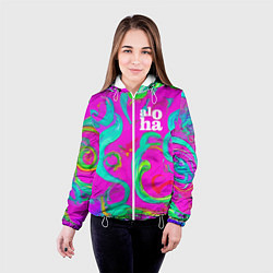 Куртка с капюшоном женская Abstract floral pattern - aloha, цвет: 3D-белый — фото 2