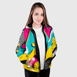 Куртка с капюшоном женская Праздничная абстракция, цвет: 3D-черный — фото 2