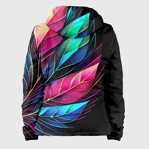 Женская куртка Букет из цветных перьев - неон / 3D-Черный – фото 2
