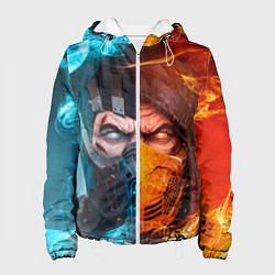 Куртка с капюшоном женская Mortal Kombat - Саб-зиро и Скорпион, цвет: 3D-белый
