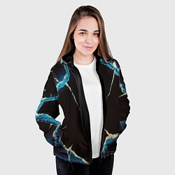 Куртка с капюшоном женская Разлом черного абстрактного стекла, цвет: 3D-черный — фото 2