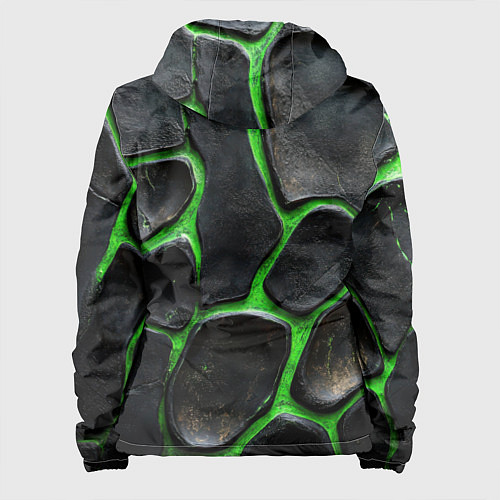 Женская куртка Черная потертая текстура на зеленом фоне / 3D-Черный – фото 2