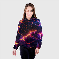Куртка с капюшоном женская Текстура вулкана, цвет: 3D-черный — фото 2