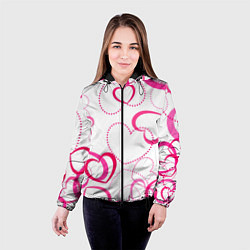Куртка с капюшоном женская Подборка сердец, цвет: 3D-черный — фото 2