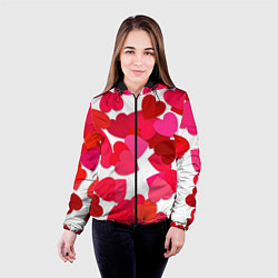 Куртка с капюшоном женская Сердца россыпь, цвет: 3D-черный — фото 2