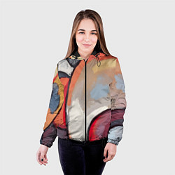 Куртка с капюшоном женская Абстракция с кругами, цвет: 3D-черный — фото 2