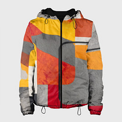 Куртка с капюшоном женская Абстракция с желтым и оранжевым, цвет: 3D-черный