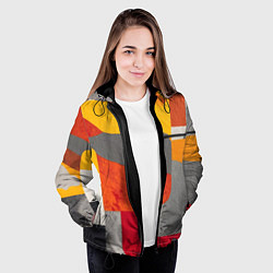 Куртка с капюшоном женская Абстракция с желтым и оранжевым, цвет: 3D-черный — фото 2