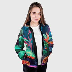 Куртка с капюшоном женская Морские растения, цвет: 3D-черный — фото 2