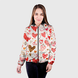 Куртка с капюшоном женская Любовный паттерн, цвет: 3D-черный — фото 2