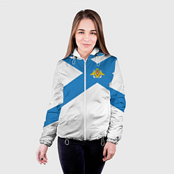Куртка с капюшоном женская Военно-морской флот: орёл с адмиралтейскими якорям, цвет: 3D-белый — фото 2