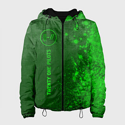 Куртка с капюшоном женская Twenty One Pilots - green gradient по-вертикали, цвет: 3D-черный