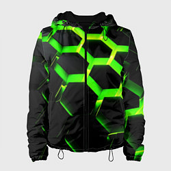 Куртка с капюшоном женская Neon Honeycombs 2, цвет: 3D-черный