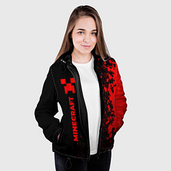 Куртка с капюшоном женская Minecraft - red gradient по-вертикали, цвет: 3D-черный — фото 2