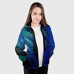 Куртка с капюшоном женская Абстракция чёрно-синий текстурированный, цвет: 3D-черный — фото 2
