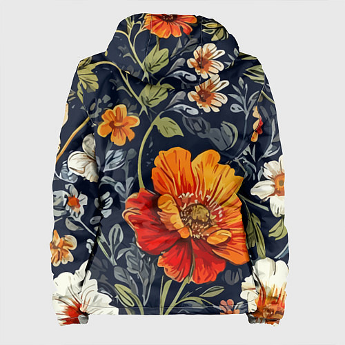 Женская куртка Маки и пионы старинный паттерн / 3D-Черный – фото 2