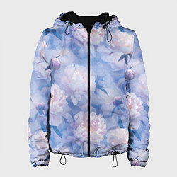 Куртка с капюшоном женская Цветы в туманности, цвет: 3D-черный