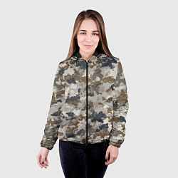 Куртка с капюшоном женская Светлый камуфляж, цвет: 3D-черный — фото 2