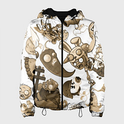 Куртка с капюшоном женская Растения против зомби в бежевых тонах, цвет: 3D-черный