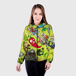 Куртка с капюшоном женская Растения против зомби с героями, цвет: 3D-черный — фото 2