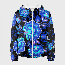 Куртка с капюшоном женская Хохлома негатив, цвет: 3D-белый