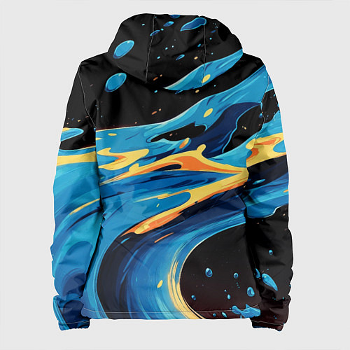 Женская куртка Синяя волна из красок / 3D-Черный – фото 2
