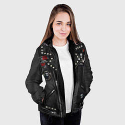 Куртка с капюшоном женская Ведьмы не стареют косуха с нашивками, цвет: 3D-черный — фото 2