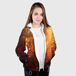 Куртка с капюшоном женская Золотая блестящая текстура, цвет: 3D-белый — фото 2