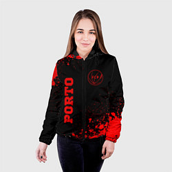 Куртка с капюшоном женская Porto - red gradient вертикально, цвет: 3D-черный — фото 2