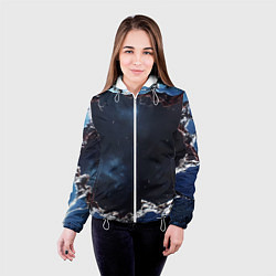 Куртка с капюшоном женская Объемная дыра в стене текстура, цвет: 3D-белый — фото 2