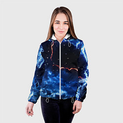 Куртка с капюшоном женская Звезды и молнии в разломе плит, цвет: 3D-белый — фото 2