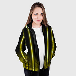 Куртка с капюшоном женская Neon yellow, цвет: 3D-черный — фото 2
