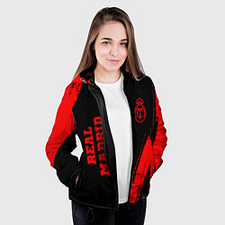 Куртка с капюшоном женская Real Madrid - red gradient вертикально, цвет: 3D-черный — фото 2