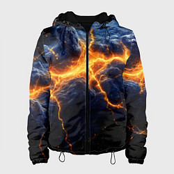 Куртка с капюшоном женская Молнии в разбитом небе, цвет: 3D-черный