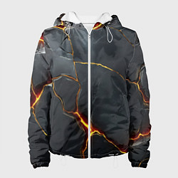 Куртка с капюшоном женская Серая текстура с золотым изломом, цвет: 3D-белый