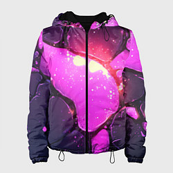 Куртка с капюшоном женская Розовая текстура разлом плит, цвет: 3D-черный