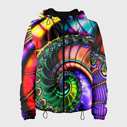 Куртка с капюшоном женская Фрактальный узор неоновый, цвет: 3D-черный