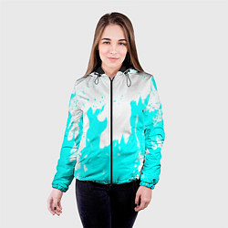 Куртка с капюшоном женская Голубой огонь текстура, цвет: 3D-черный — фото 2
