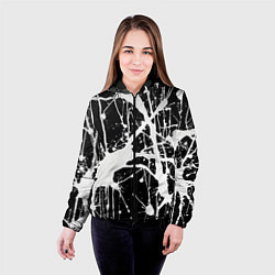Куртка с капюшоном женская Брызги белой краски, цвет: 3D-черный — фото 2