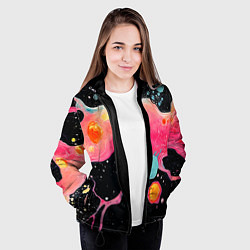 Куртка с капюшоном женская Розовая текстура в черном, цвет: 3D-черный — фото 2