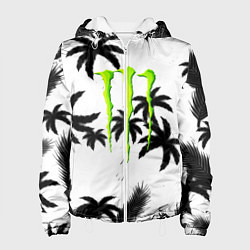 Куртка с капюшоном женская Monster energy пальмы, цвет: 3D-белый