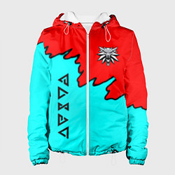 Куртка с капюшоном женская Ведьмак краски логотип, цвет: 3D-белый