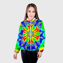 Куртка с капюшоном женская Неоновая психоделика узор, цвет: 3D-белый — фото 2