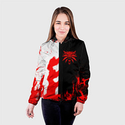 Куртка с капюшоном женская Ведьмак огненный, цвет: 3D-черный — фото 2