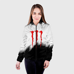 Куртка с капюшоном женская Monster energy чёрно белые краски, цвет: 3D-черный — фото 2